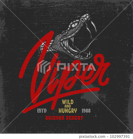 Illustration of snake head, cobra, python, viper in vintage monochrome style. Design element for poster, t shirt. Vector illustration Illustration of snake head, cobra, python, viper in vintage monochrome style. Design element for poster, t shirt. Vector illustration 102997391