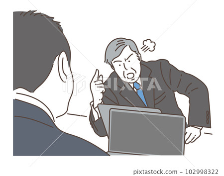 Middle-aged businessman (manager) who gets angry at employees 102998322