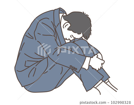 擔心抱膝蓋的西裝商人 擔心抱膝蓋的西裝商人 102998328