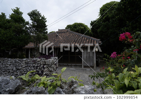 Traditional Okinawan house, Okinawan guest house, Okinawan house, Old wooden house, Uninhabited wooden one-story house 102999854