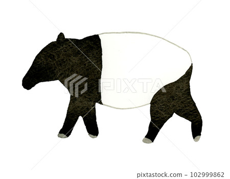 可愛鬆散動物馬來貘手繪水彩插畫素材 102999862