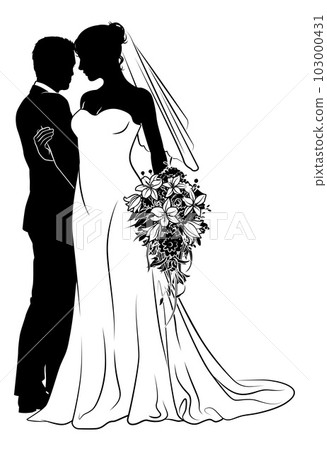 Bride And Groom Couple Wedding Dress Silhouettes Bride And Groom Couple Wedding Dress Silhouettes 103000431