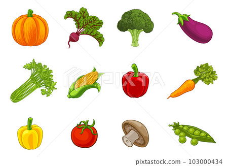 Vegetables Vegetable Icon Cartoon Set Collection 103000434