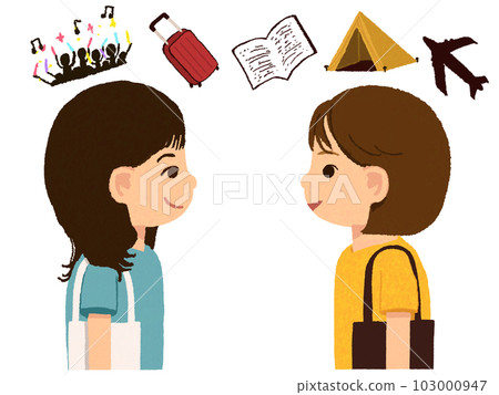 Female illustration set talking about hobbies 103000947