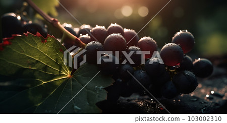 a bunch of red grapes close-up, in the sun. Generative AI 103002310