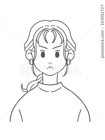 一個穿著 T 恤的憤怒女人(畫線 一個穿著 T 恤的憤怒女人(畫線 103002727