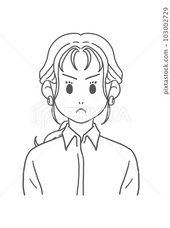 一個穿著白襯衫的憤怒女人(畫線) 一個穿著白襯衫的憤怒女人(畫線) 103002729