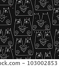 Set of cats in love on a black background. 103002853