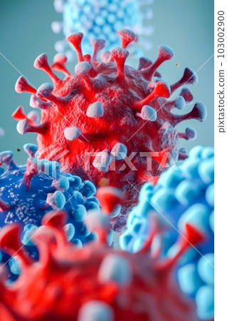 Under the microscope, a virus with a circular shape and a prominent center. Generative Ai Under the microscope, a virus with a circular shape and a prominent center. Generative Ai 103002900