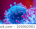 A high-resolution image of a blue-colored virus navigating through the veins. Generative Ai 103002901