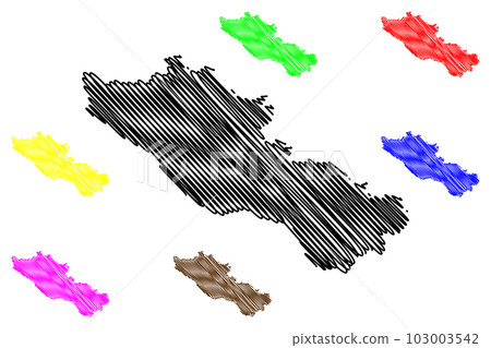 Bodenseekreis district (Federal Republic of Germany, rural district, Baden-Wurttemberg State) map vector illustration, scribble sketch Bodensee map Bodenseekreis district (Federal Republic of Germany, rural district, Baden-Wurttemberg State) map vector illustration, scribble sketch Bodensee map 103003542