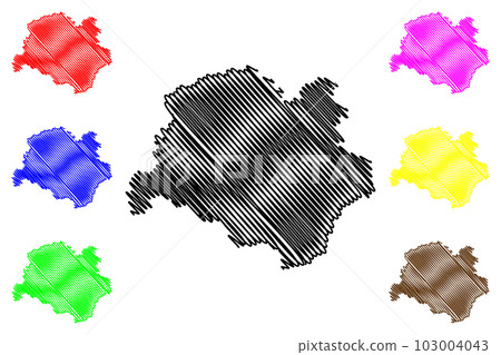 Dachau district (Federal Republic of Germany, rural district Upper Bavaria, Free State of Bavaria) map vector illustration, scribble sketch Dachau map 103004043