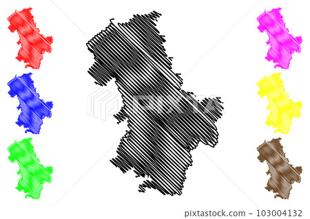 Duren district (Federal Republic of Germany, State of North Rhine-Westphalia, NRW, Cologne region) map vector illustration, scribble sketch Duren map 103004132