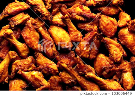 Closeup Chickens Fried, Generative AI	 103006449