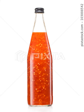 Bottle of chili sweet and sour chinese sauce on white background. Bottle of chili sweet and sour chinese sauce on white background. 103008542