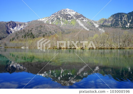 Mt. Yake reflected in Taisho Pond - Mt. Yake upside down 103008596