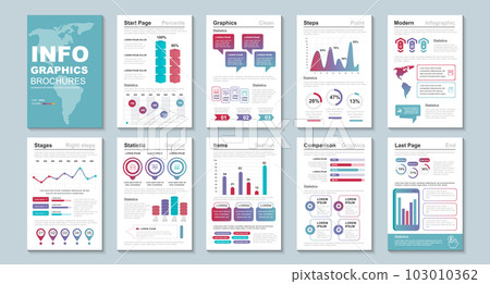 Infographic brochures data visualization vector design template. Can be used for info graphic, resume and cv, web, print, magazine, poster, flyer, brochure, annual report, marketing, advertising. 103010362