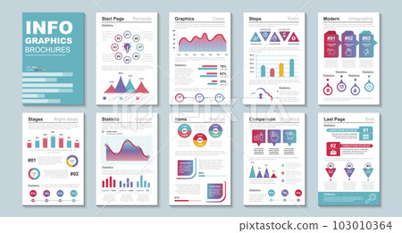 Infographic brochures data visualization vector design template. Can be used for info graphic, resume and cv, web, print, magazine, poster, flyer, brochure, annual report, marketing, advertising. 103010364