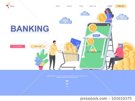 Banking flat landing page template 103010375