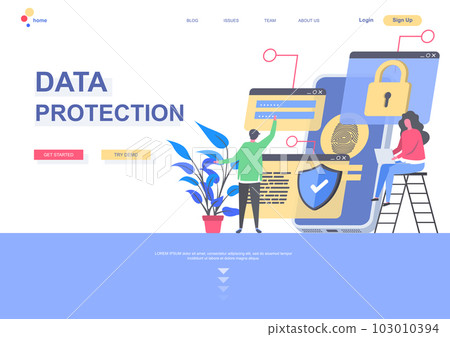Data protection flat landing page template Data protection flat landing page template 103010394
