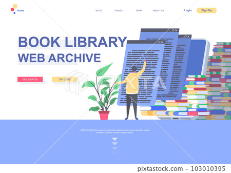 Book library flat landing page template Book library flat landing page template 103010395