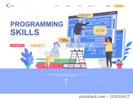 Programming skills flat landing page template Programming skills flat landing page template 103010417