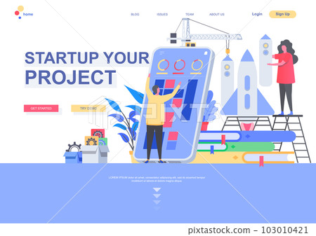 Startup your project flat landing page template 103010421