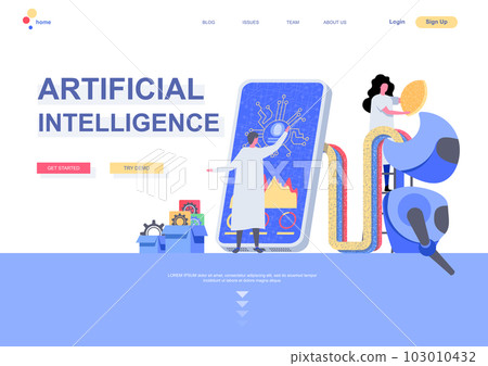 Artificial intelligence flat landing page template 103010432