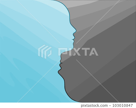 Double face. Metaphor bipolar disorder mind mental. Psychology and mental health. Split personality. Mood disorder. Dual personality concept. 2 heads silhouettes Double face. Metaphor bipolar disorder mind mental. Psychology and mental health. Split personality. Mood disorder. Dual personality concept. 2 heads silhouettes 103010847