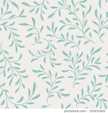 Abstract floral pattern. Branch with leaves ornamental texture. Flourish nature summer garden  textured floral background 103010885