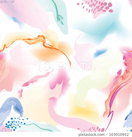 Abstract wavy lines. Beautiful seamless watercolored texture. Endless pattern in bright spring style. Flowing waves abstraction. Modern background graphics. 103010952
