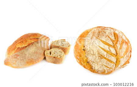 Bread and ciabatta isolated on white. Bread and ciabatta isolated on white. 103012216