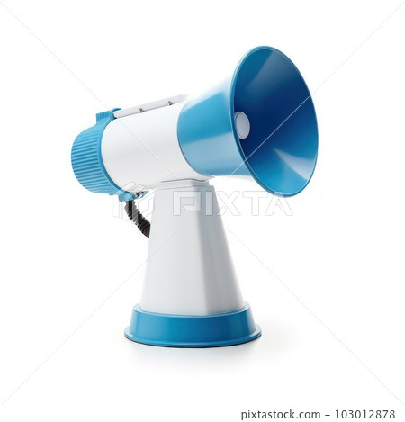 Blue and white megaphone. Illustration AI Generative 103012878