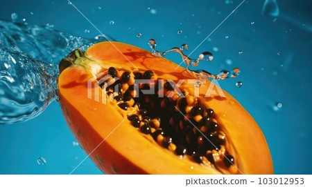 Papaya in water. Illustration AI Generative Papaya in water. Illustration AI Generative 103012953