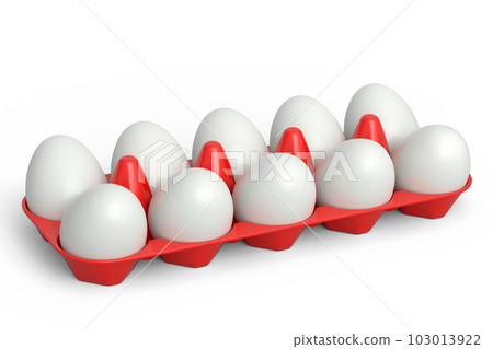 Farm raw organic white eggs for morning breakfast in plastic tray 103013922