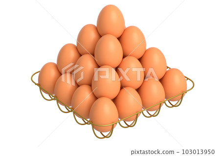 Farm raw organic brown eggs for morning breakfast in metal tray Farm raw organic brown eggs for morning breakfast in metal tray 103013950