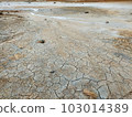 Cracked ground in Icelandic hot springs 103014389