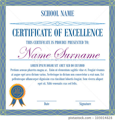 Certificate of excellence on an isolated background Certificate of excellence on an isolated background 103014828
