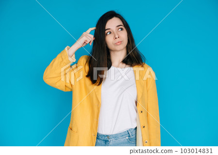 Intelligent Businesswoman in Thoughtful Pose - Professional Woman with Pouted Lips and Scratching Intelligent Businesswoman in Thoughtful Pose - Professional Woman with Pouted Lips and Scratching 103014831