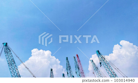 Top boom of crawler crane rise to the sky for background. Top boom of crawler crane rise to the sky for background. 103014940