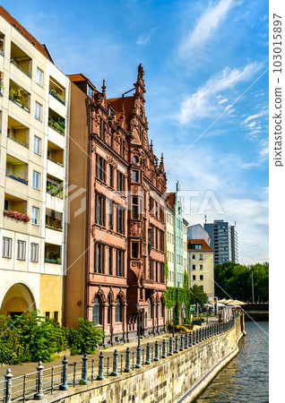 Architecture of the Nikolaiviertel, an old quarter of Berlin in Germany Architecture of the Nikolaiviertel, an old quarter of Berlin in Germany 103015897