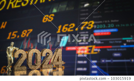The Business man and number 2024 on chart Background 3d rendering 103015919