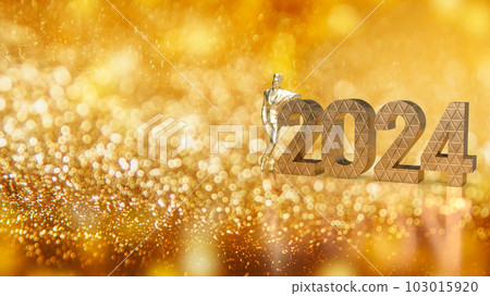 The Business man and number 2024 on gold bokeh Background 3d rendering The Business man and number 2024 on gold bokeh Background 3d rendering 103015920