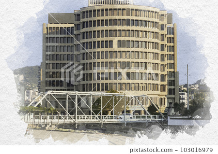 水彩風格的長崎十八親和銀行總行長崎縣長崎市 103016979