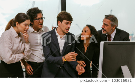 Business officer team working and brainstorming together at office 103016981