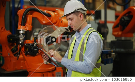 Programming robot controller, Programming robotic arms in factory industrial Programming robot controller, Programming robotic arms in factory industrial 103016990