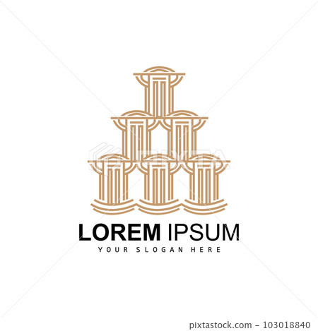 Pillar Logo, Law Design, Building Construction Pillar Vector, Product Brand Illustration Icon 103018840