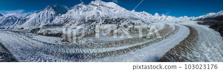 Aerial view of high altitude glacier mountains, China Aerial view of high altitude glacier mountains, China 103023176