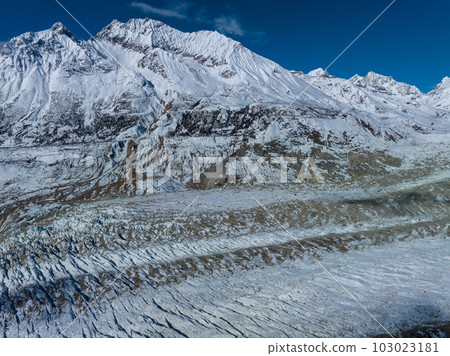 Aerial view of high altitude glacier mountains, China Aerial view of high altitude glacier mountains, China 103023181