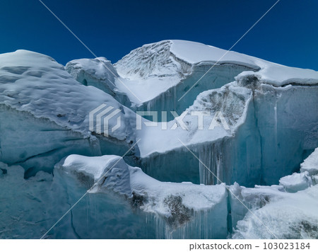 Aerial view of high altitude glacier mountains, China Aerial view of high altitude glacier mountains, China 103023184